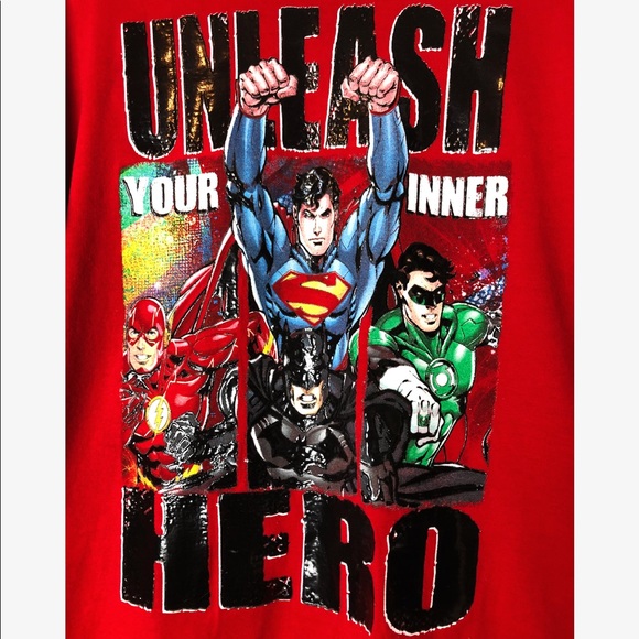 Boys Justice League Red DC Comics Graphic T-Shirt - Picture 2 of 4